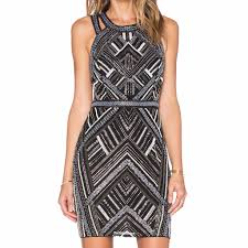 PARKER Christian Mini Dress, New With Tags, Fully Beaded, Sz S